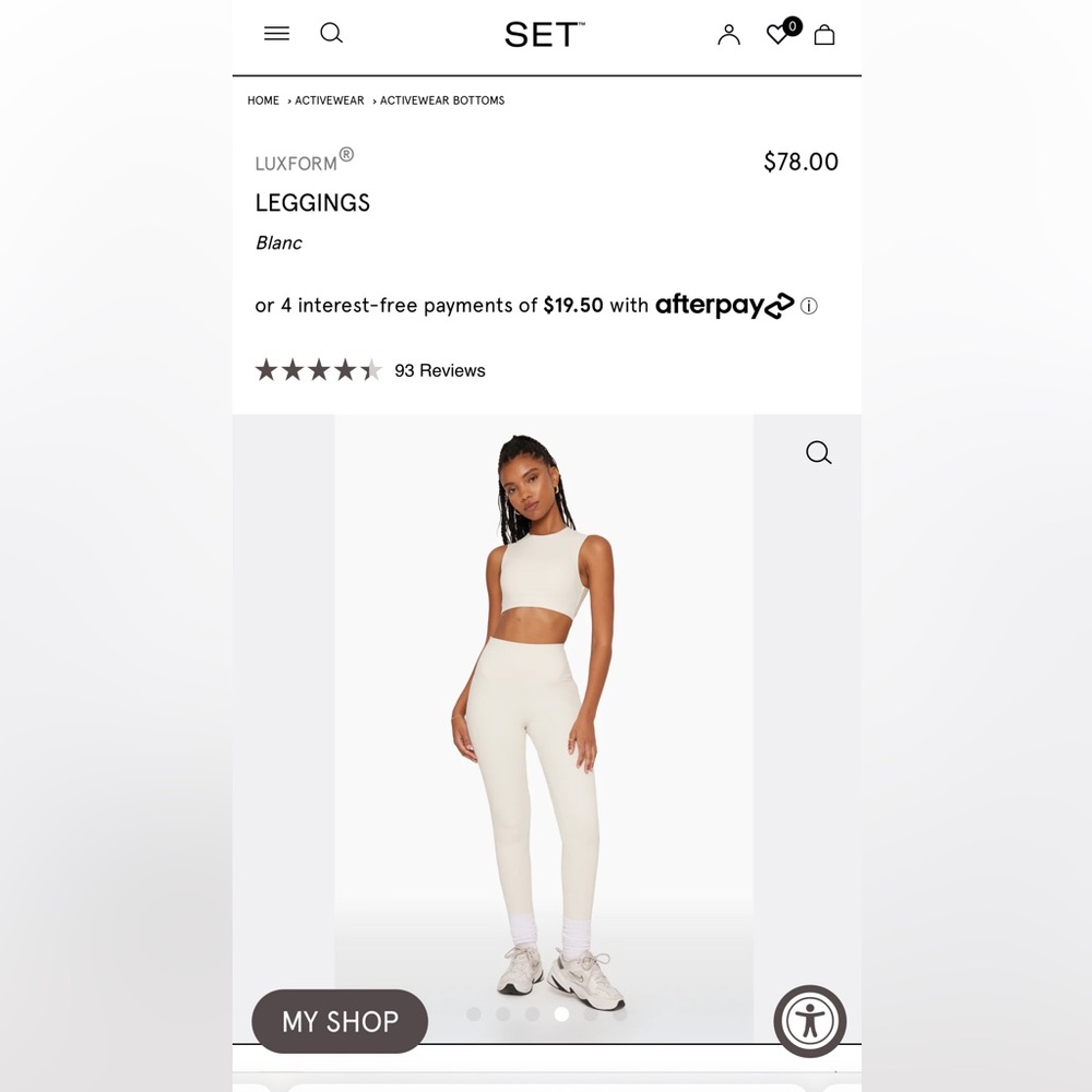 Set Active LuxForm blanc Leggings Small